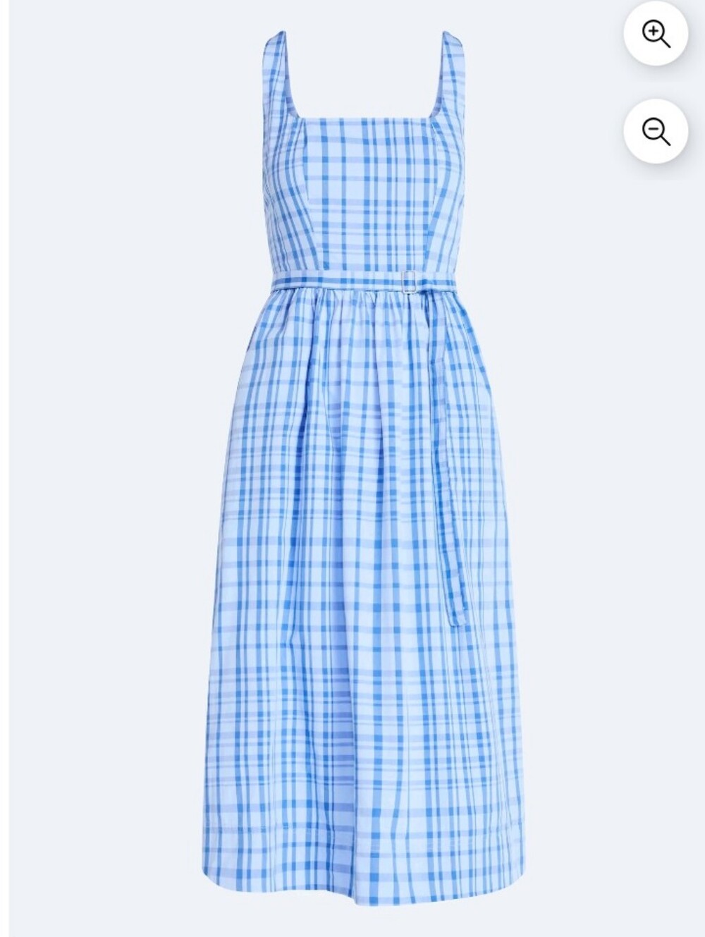 Free Assembly Women's Classic Blue Plaid Sundress with Waist Tie